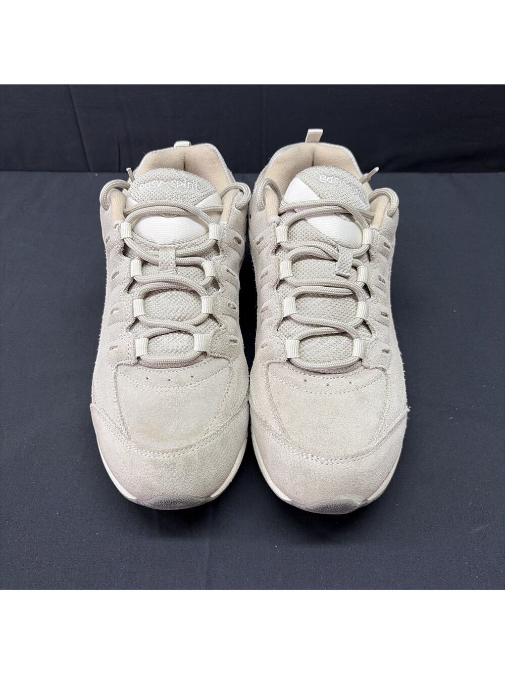 Easy Spirit Romy Womens Taupe Leather Mesh Walking Sneakers Size 9.5